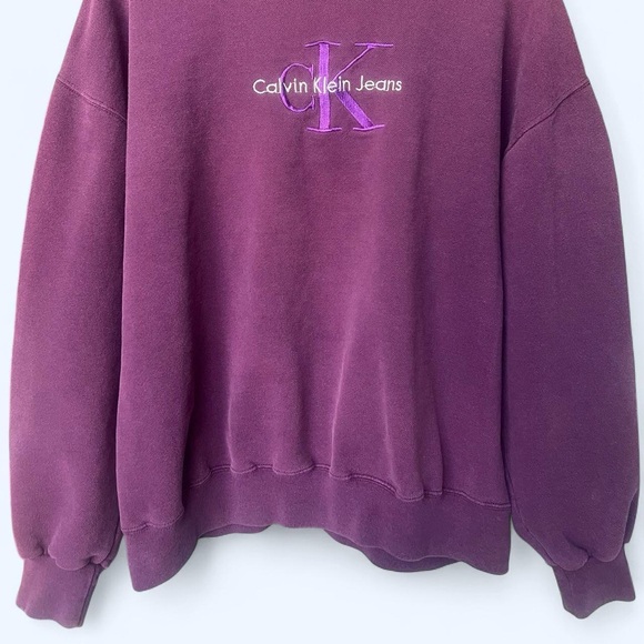 Calvin Klein Vintage 90’s Purple Logo Pullover Sweatshirt - Picture 2 of 7